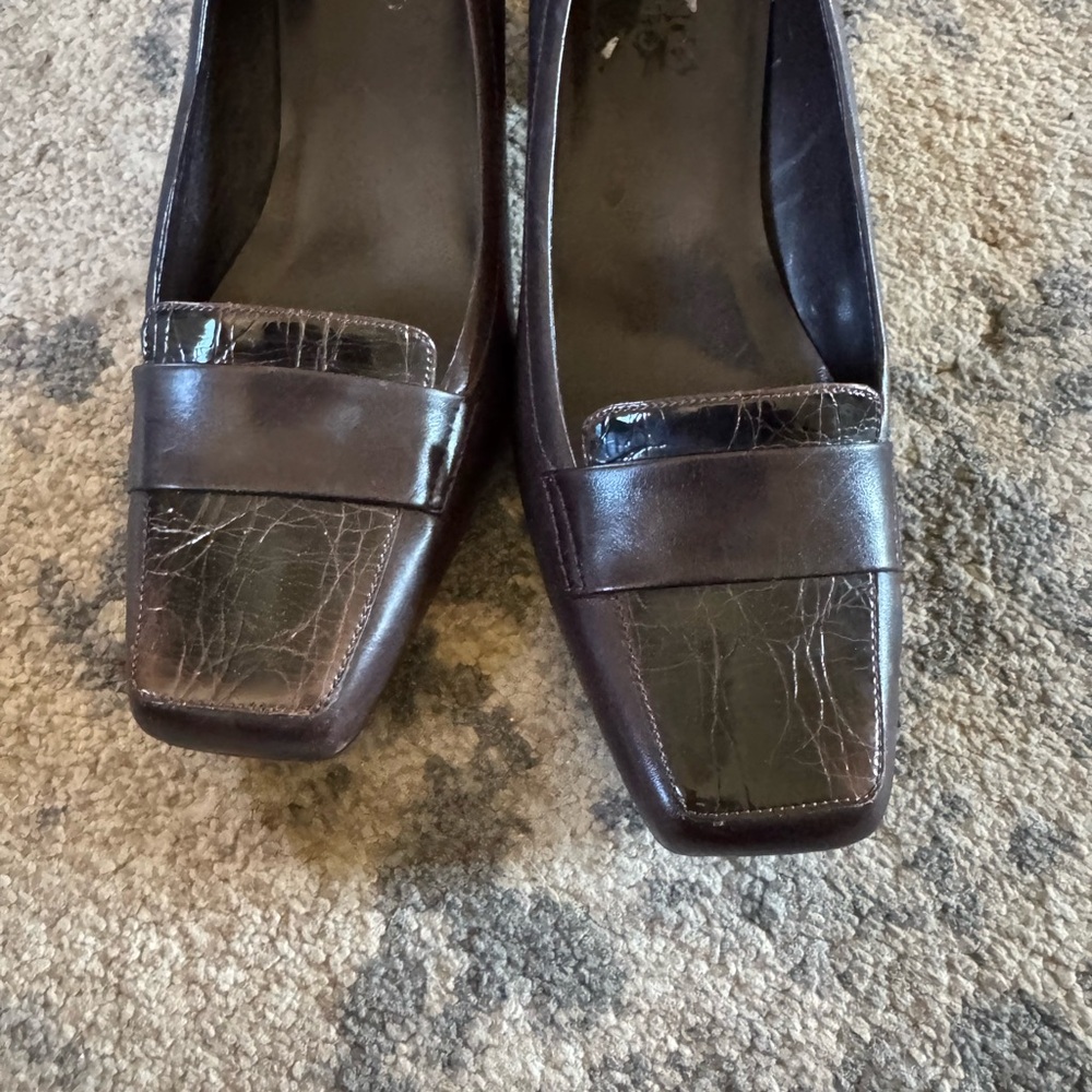 Franco Sarto Dark Brown Square-Toe Loafers - Picture 7 of 8